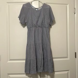 Ces Femme Dusty Blue Tiered Eyelet Dress Large Piper & Scoot